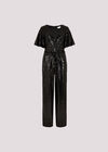 Sequin Wrap Jumpsuit, Black, large