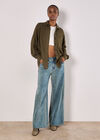 Oversized Waffle Knit Shirt, Khaki, large