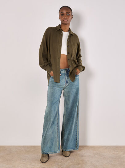 Oversized Waffle Knit Shirt