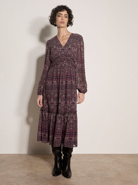 Floral Print Ruffle Midi Dress