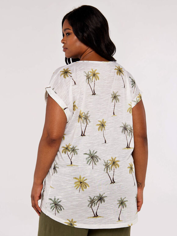 Curve Palm Scene Slub Tee, Mustard, large