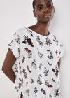 Botanical Floral Print Woven T-Shirt, White, large