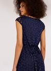 Dot Lace  Midi Dress, Navy, large