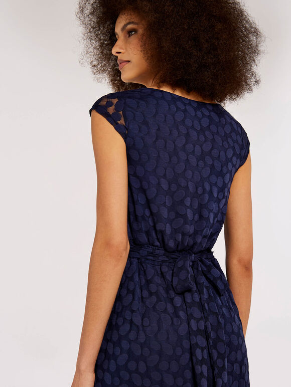 Dot Lace  Midi Dress, Navy, large