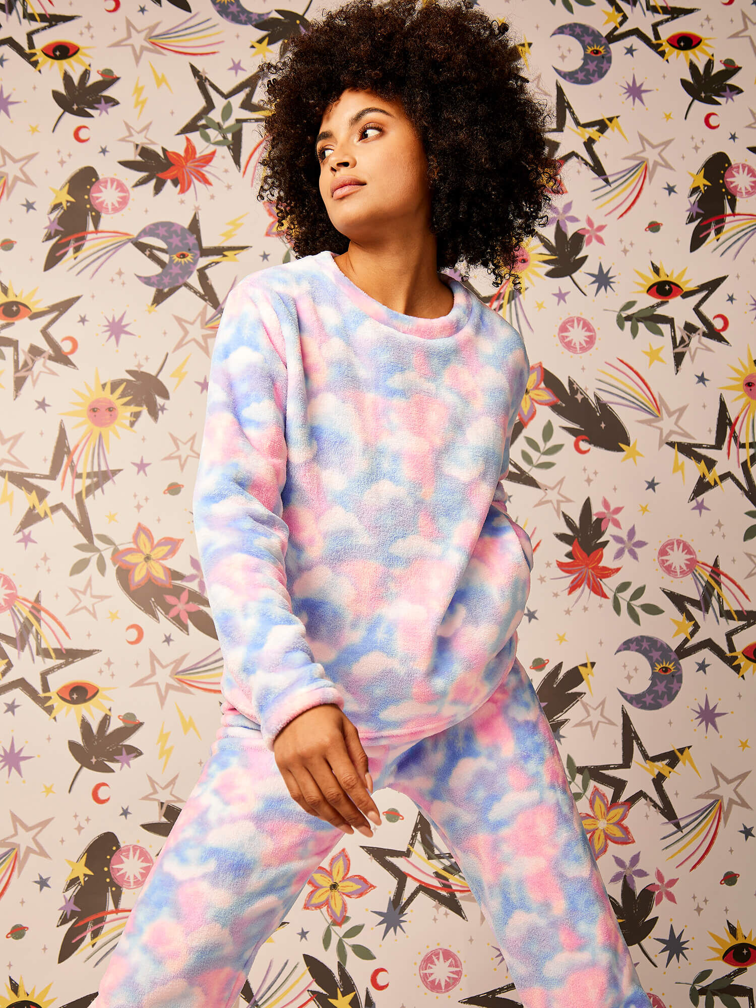 Clouds Fluffy Pyjama Top Apricot Clothing