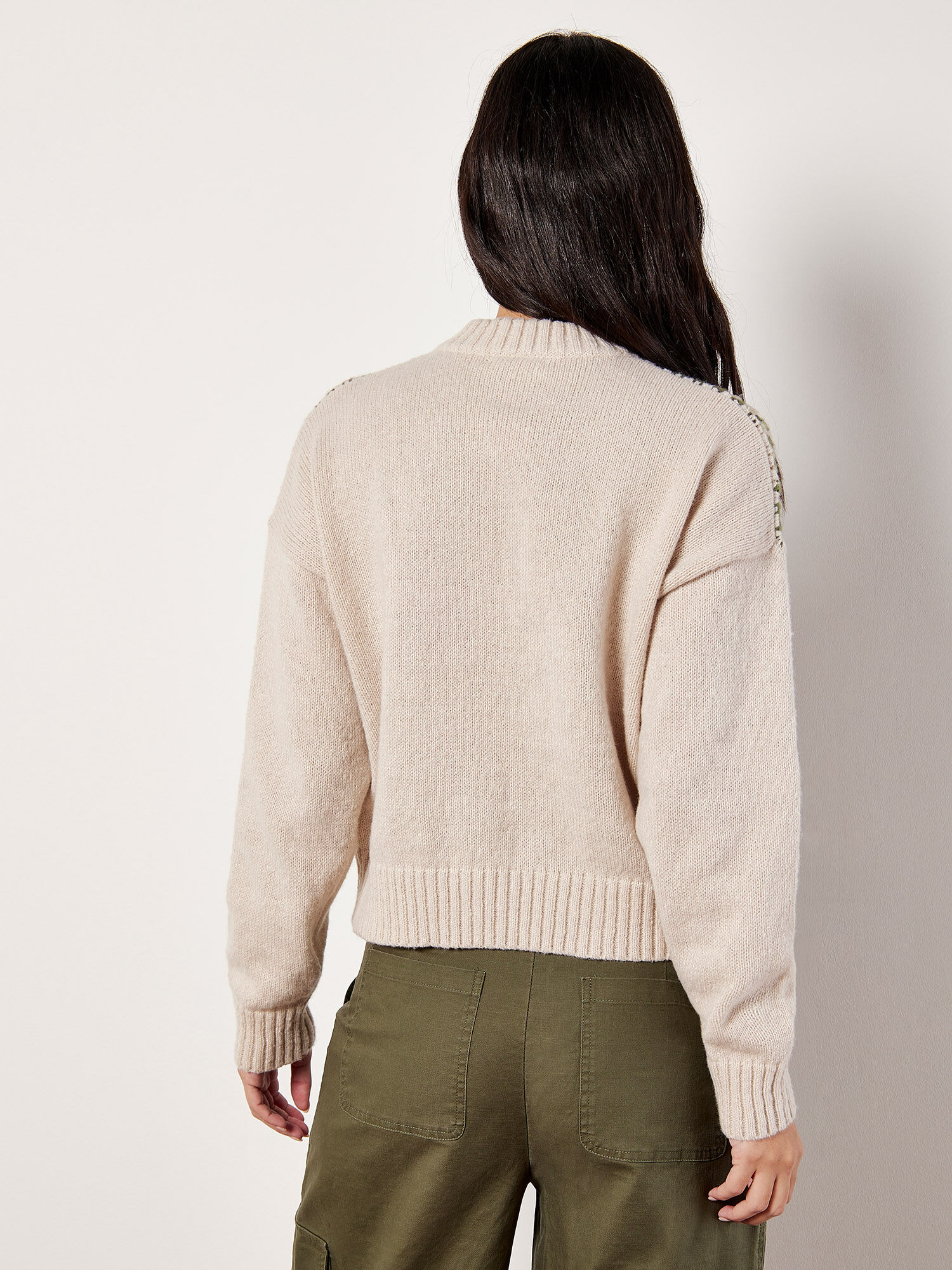 Contrast striped panel ribbed sweater shop