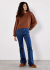 Ribbed Knit Cropped Jumper, Rust, large