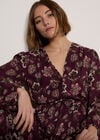 Floral Ruffle Mini Dress, Burgundy, large