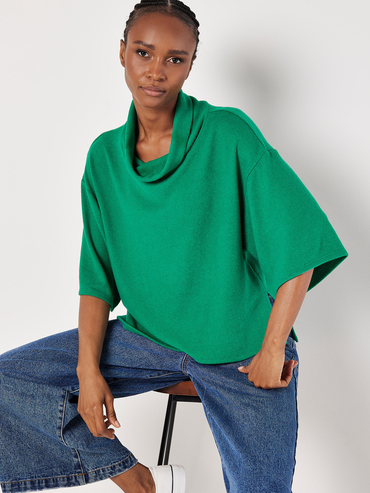 Soft Touch Cowl Neck Top Apricot Clothing