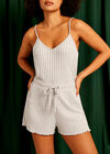 Rib Knit Pyjama Shorts, Grey, large