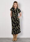 Zebra Print Shirt Midi Dress, Khaki, large