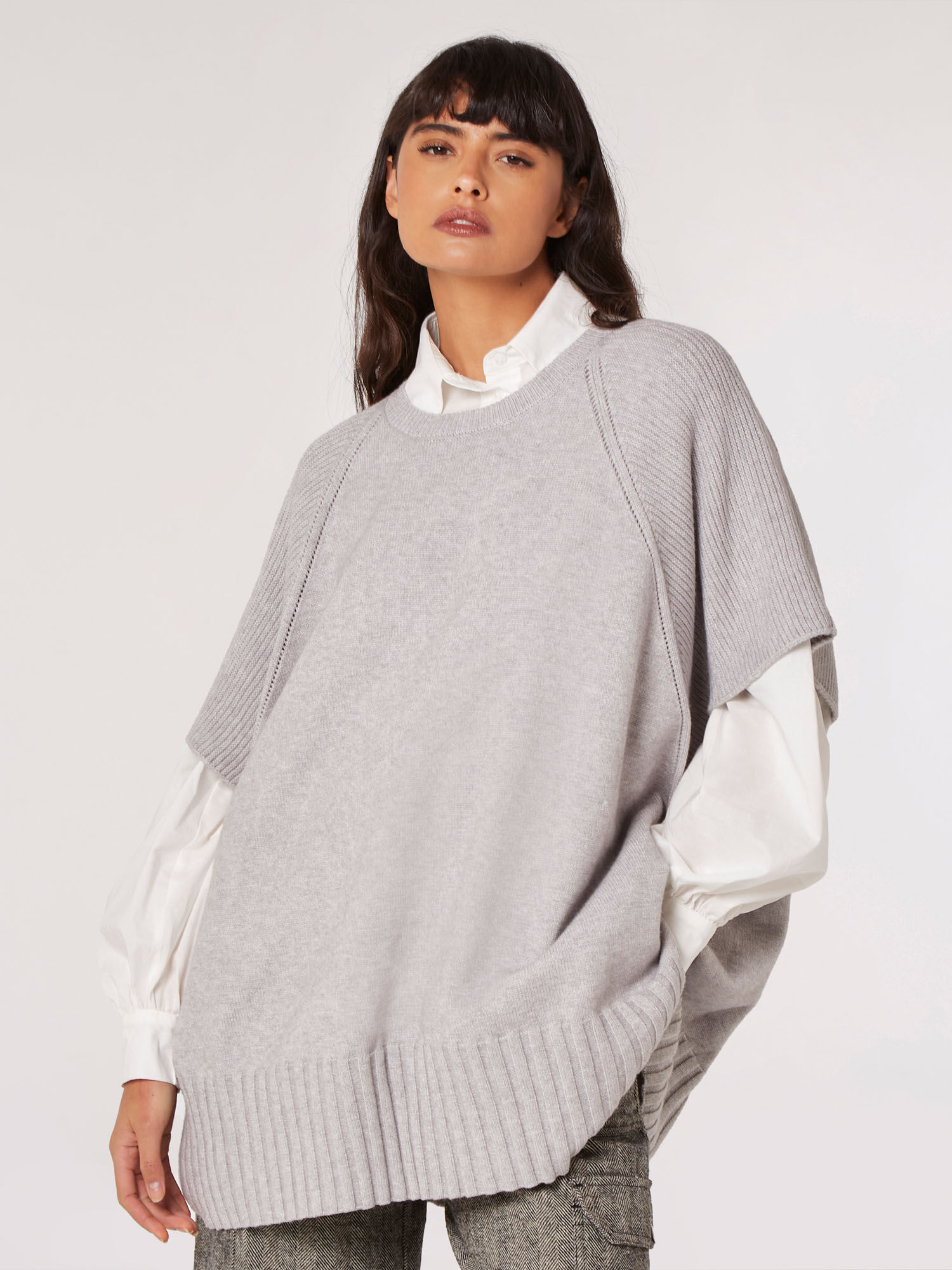 Oversized Poncho Jumper Apricot Clothing