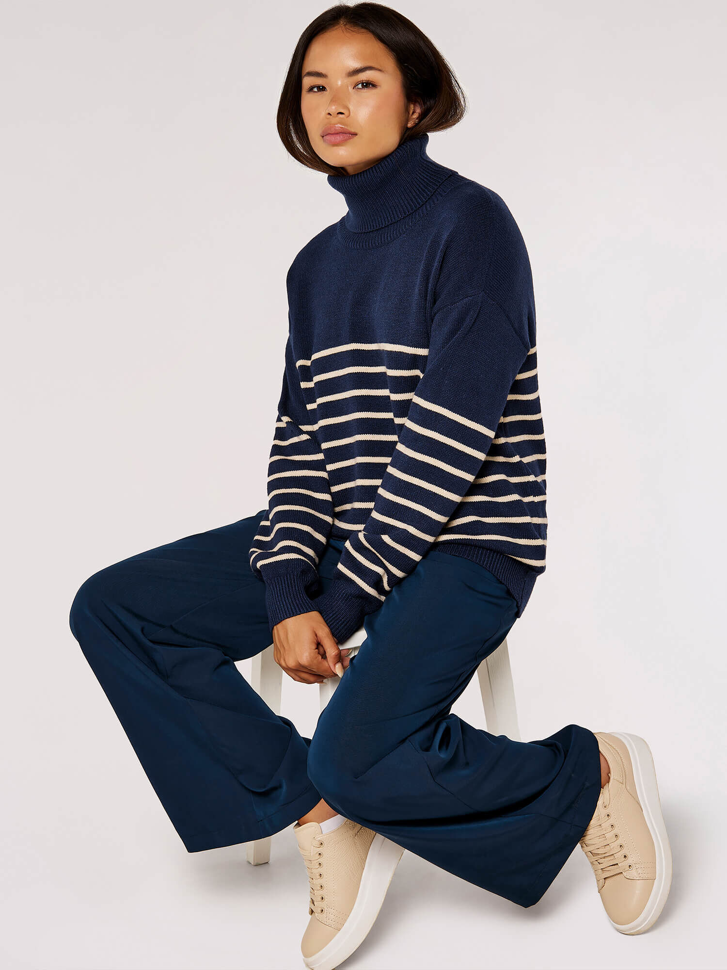 Striped polo sale neck jumper