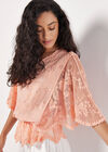 Floral Broderie Batwing Top, Coral, large