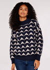 Monochrome Triangles Jumper, Navy, large