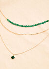 Gold Tone Layered Stone Pendant Necklace, Gold, large
