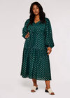 Curve Foil Oval Midi Dress, Green, large