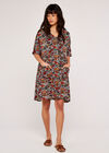 Ditsy Button Down Smock Dress, Green, large