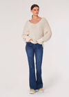 Popcorn Knit Batwing Jumper, Stone, large