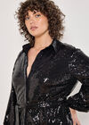 Curve Sequin Shirt Mini Dress, Black, large