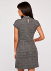 Dogtooth Squared Jacquard Dress, Black, large