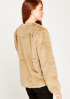 Faux Fur Two Pocket Coat, Stone, large