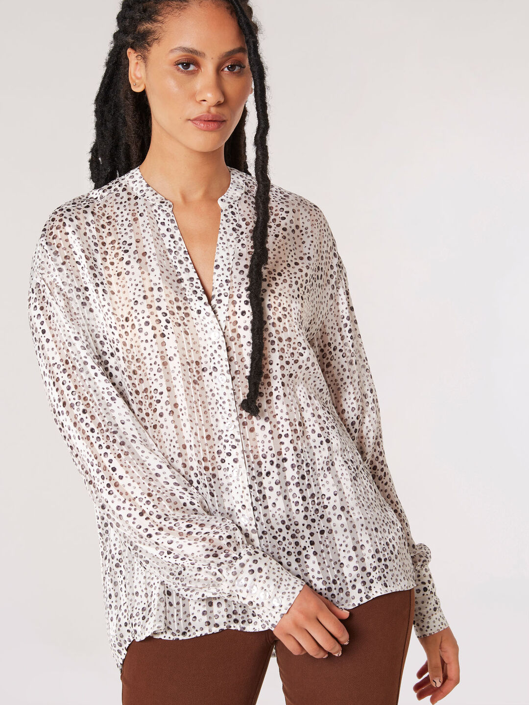 Image of Printed Lurex Chiffon Blouse