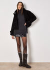 Double Breasted Pea Coat, Black, large
