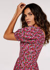Balloon Sleeve Mini Dress, Fuchsia, large