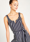 Striped Culotte Jumpsuit, Navy, large