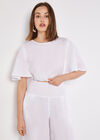 Textured Cotton Crop Top, White, large