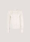 Cotton Embroidered Ruffle Shirt, White, large