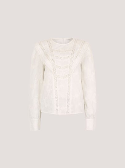 Cotton Embroidered Ruffle Shirt