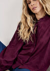 Floral Embroidered Shirt, Burgundy, large
