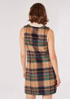 Checked Pinafore Mini Dress, Brown, large
