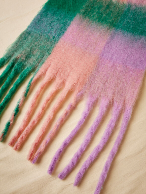 Colour Block Check Square Scarf, Assorted, large