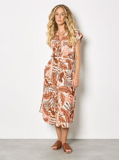 Banana Leaf Shirt Midi Dress