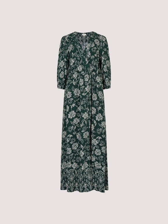 Floral Print Wrap Maxi Dress
, Green, large