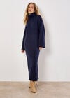 Roll Neck Jumper Maxi Dress, Navy, large