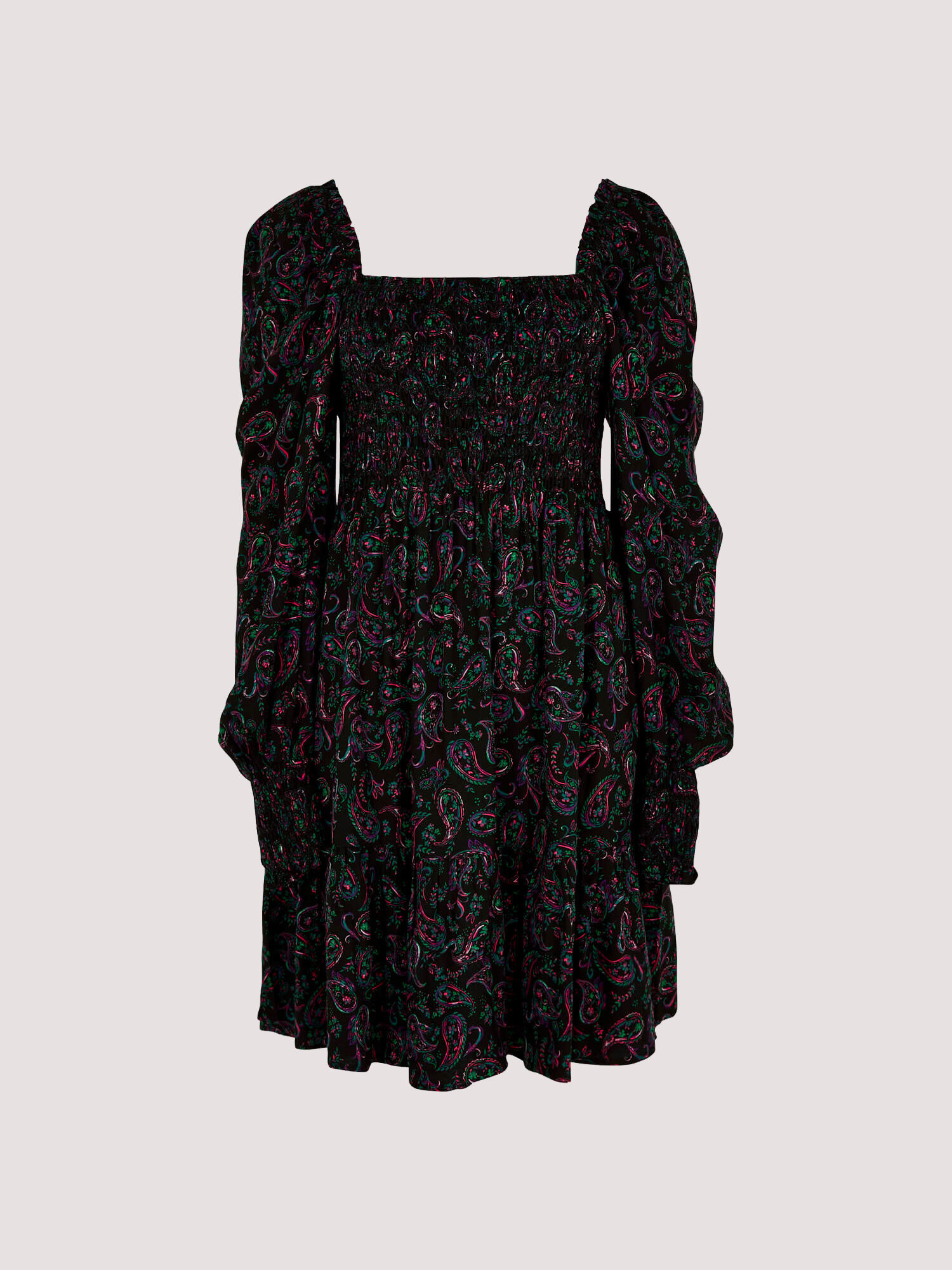 Paisley Milkmaid Mini Dress Apricot Clothing