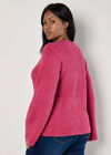 Curve Bell Sleeve Boucle Jumper, Fuchsia, large