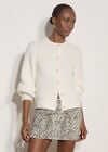 Cotton-Blend Chunky Ribbed Knit Cardigan, Cream, large
