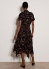 Leaf Print Shirt Midi Dress, Rust, large