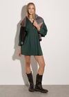 Smocked Shirt Mini Dress, Green, large