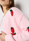 Chunky Knit Strawberry Cardigan, Pink, large