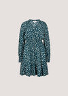 Irregular Spot Crepe Mini Dress, Teal, large