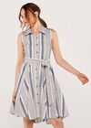 Engineered Stripe Dress, Navy, large