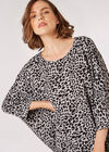 Leopard Oversized Waterfall Top, Grey, large