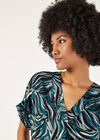 Abstract Print Pleat Blouse, Green, large