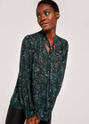 Leopard Pussybow Blouse, Green, large